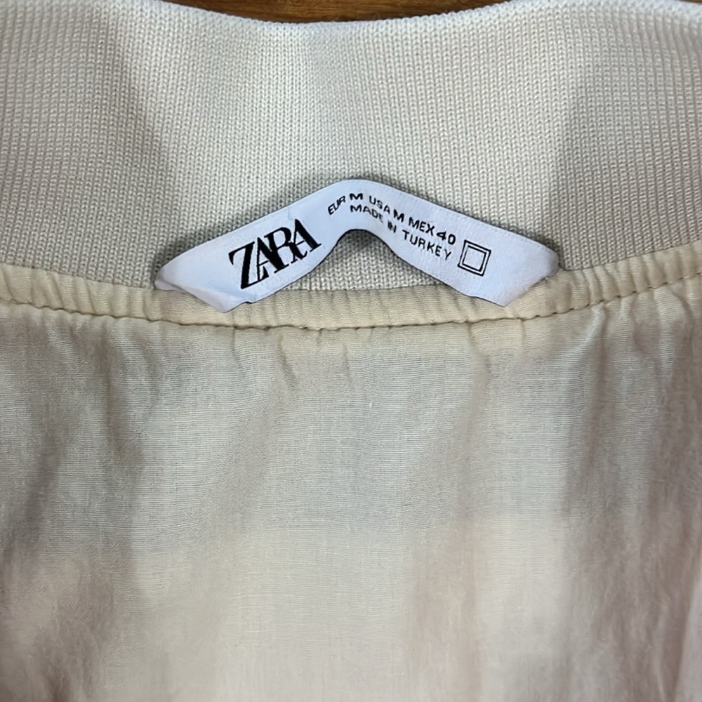ZARA Retrocolor Striped Bomber Jacket w/ Pouch Pocket sz Medium - Picture 6 of 7